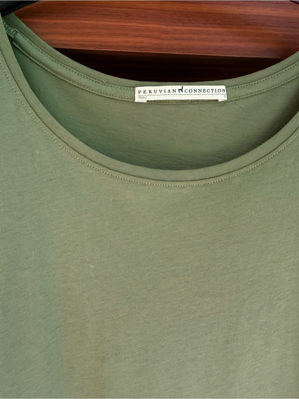 Peruvian Connection Green Scoop Neck Short Sleeve Tee - Picture 3 of 4
